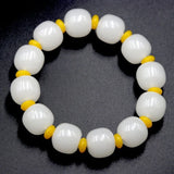 Natural Jade Beads Bracelet Adjustable Chinese Hand-Carved Charm Jewelry