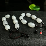 Natural Jade Beads Elastic Bracelet Necklace Luck Amulet