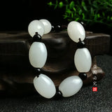 Natural Jade Beads Elastic Bracelet Necklace Luck Amulet