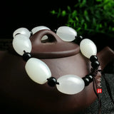 Natural Jade Beads Elastic Bracelet Necklace Luck Amulet