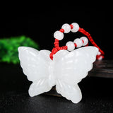 Natural Jade Butterfly Pendant Jadeite Necklace Charm Jewellery Accessories