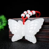 Natural Jade Butterfly Pendant Jadeite Necklace Charm Jewellery Accessories