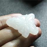 Jade Butterfly Pendant Necklace Hand-Carved Charm Jewelry
