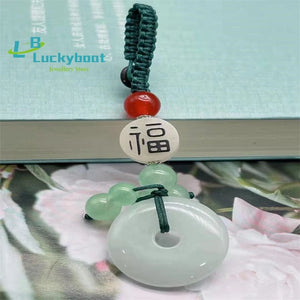 Jade Car Pendant Stone KeyChain Agates Lucky Amulet for Couples