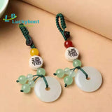 Jade Car Pendant Stone KeyChain Agates Lucky Amulet for Couples