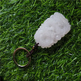 Natural Jade Carved Dragon Dragon Pearl KeyChain Necklace