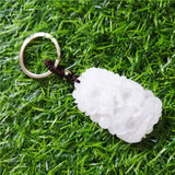 Natural Jade Carved Dragon Dragon Pearl KeyChain Necklace