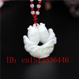 Jade Goldfish Pendant Chinese Pisces Necklace Luck Gift