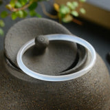 Natural Jade Chalcedony Bracelet Round Bangle Chinese Charm Jewelry