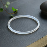 Natural Jade Chalcedony Bracelet Round Bangle Chinese Charm Jewelry
