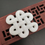 Hand-Carved Natural Jade Chinese Knot Pendant Necklace
