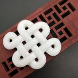 Hand-Carved Natural Jade Chinese Knot Pendant Necklace