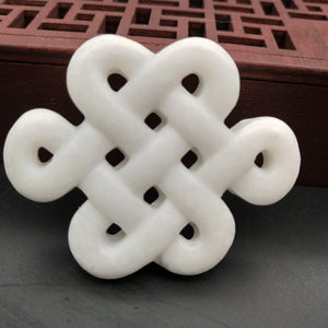 Hand-Carved Natural Jade Chinese Knot Pendant Necklace