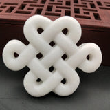 Hand-Carved Natural Jade Chinese Knot Pendant Necklace