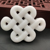 Hand-Carved Natural Jade Chinese Knot Pendant Necklace
