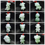 Hand-Carved Chinese Zodiac Jade Pendant Necklace for Women
