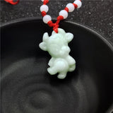 Hand-Carved Chinese Zodiac Jade Pendant Necklace for Women