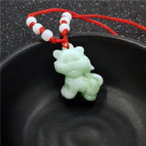 Hand-Carved Chinese Zodiac Jade Pendant Necklace for Women