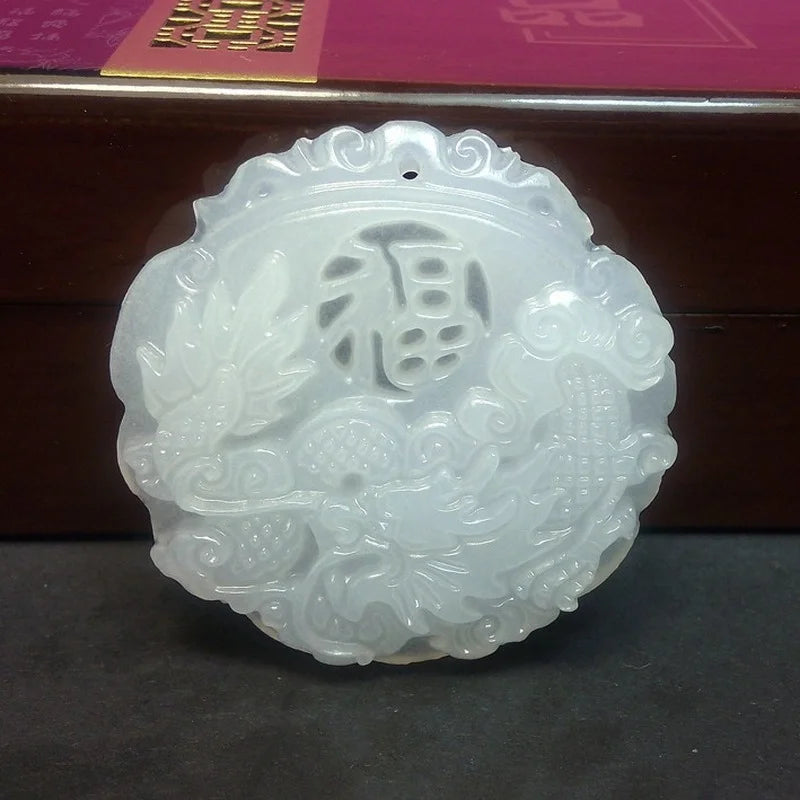 Hand-Carved Natural Jade Dragon Pendant Necklace Chinese Jewelry Amulet Luck
