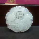 Hand-Carved Natural Jade Dragon Pendant Necklace Chinese Jewelry Amulet Luck