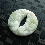 Natural Jade Dragon Phoenix Pendant Necklace Hand-Carved Charm Jewelry Amulet