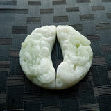 Natural Jade Dragon Phoenix Pendant Necklace Hand-Carved Charm Jewelry Amulet