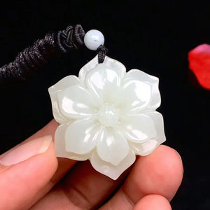 Natural Jade Flower Pendant Jadeite Necklace Charm Jewellery Accessories