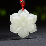 Natural Jade Flower Pendant Jadeite Necklace Charm Jewellery Accessories