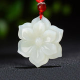 Natural Jade Flower Pendant Jadeite Necklace Charm Jewellery Accessories
