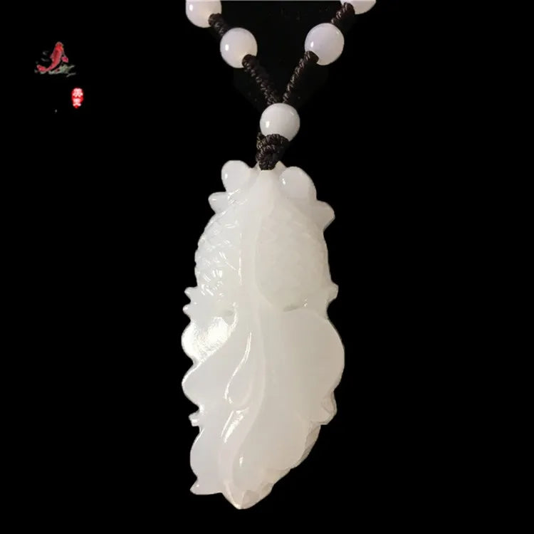 Jade Goldfish Pendant Necklace Luck Amulet