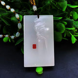 Natural Jade Guan Gong Pendant Necklace Men Women God of Wealth Gift