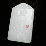 Hand Carved Guanyin Pendant Jade Necklace Gift Jewelry