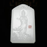 Hand Carved Guanyin Pendant Jade Necklace Gift Jewelry