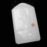 Hand Carved Guanyin Pendant Jade Necklace Gift Jewelry