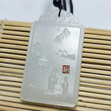 Natural Jade Carved Landscape Pendant Boutique Jewelry Men and Women's Necklace