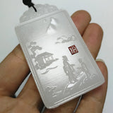 Natural Jade Carved Landscape Pendant Boutique Jewelry Men and Women's Necklace