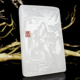 Natural Jade Hand Carved Landscape Pendant Boutique Jewelry