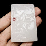 Natural Jade Hand Carved Landscape Pendant Boutique Jewelry
