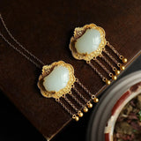 Natural Jade Carved Water Drop Pendant Jewelry Necklace
