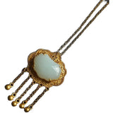Natural Jade Carved Water Drop Pendant Jewelry Necklace