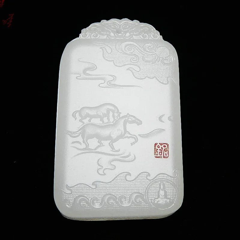 Jade Zodiac Horse Pendant Boutique Jewelry Men's Women's Success Necklace