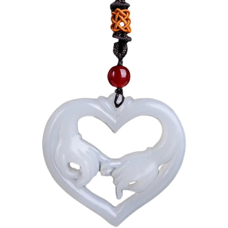 Jade Hand Heart Necklace Couple Pendant Necklace