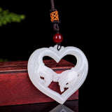 Jade Hand Heart Necklace Couple Pendant Necklace