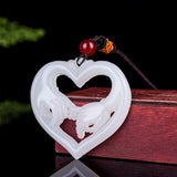 Jade Hand Heart Necklace Couple Pendant Necklace