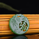 Natural Jade Hand-carved Blessing Pendant Necklace Gift