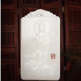Hand-carved Guanyin Pendant Natural Jade Necklace