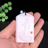 Hand-carved Guanyin Pendant Natural Jade Necklace