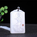 Hand-carved Guanyin Pendant Natural Jade Necklace