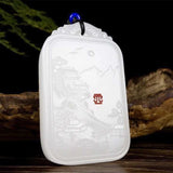 Jade Hand-carved Landscape Pendant Men's Women's Painting Necklace