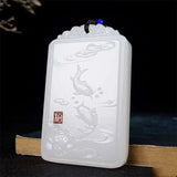Natural Jade Pisces Pendant Necklace Men Women Fish Jewelry Gift